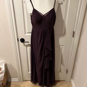 Azazie Plum Floor Length Chiffon Dress Size A2 (2/4)